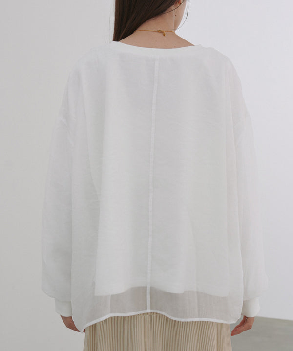 シアーレイヤードプリントスウェットトップス