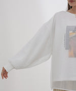 シアーレイヤードプリントスウェットトップス