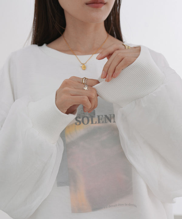 シアーレイヤードプリントスウェットトップス