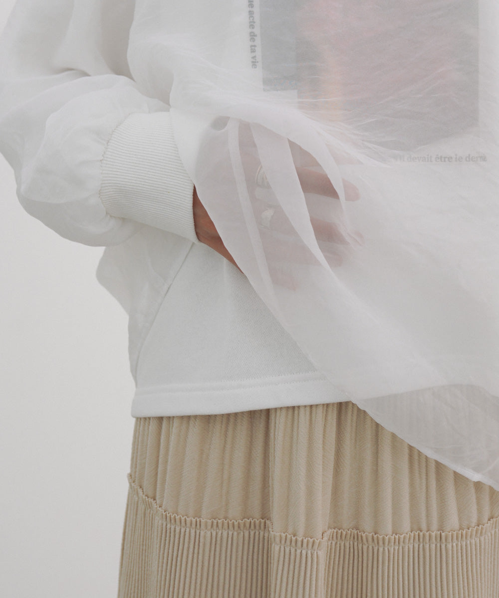 シアーレイヤードプリントスウェットトップス