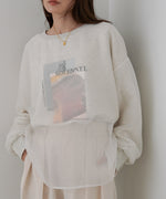 シアーレイヤードプリントスウェットトップス