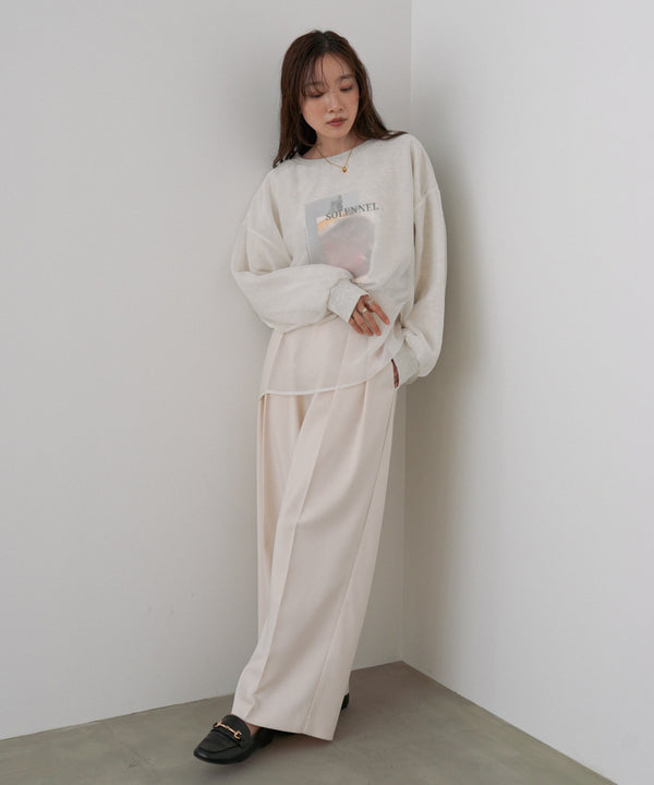 シアーレイヤードプリントスウェットトップス