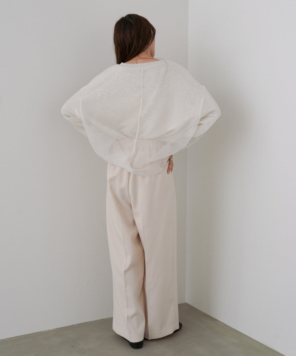 シアーレイヤードプリントスウェットトップス