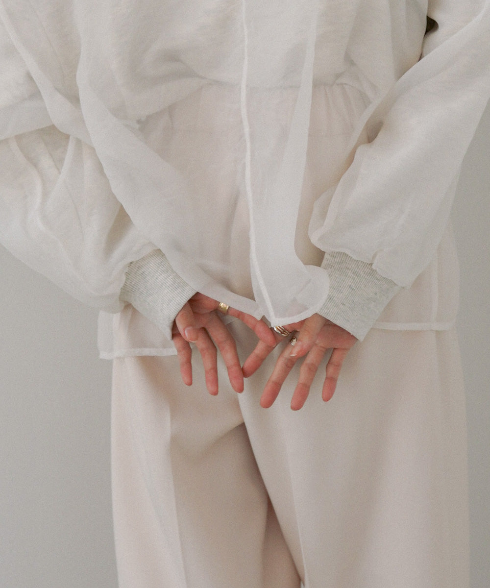 シアーレイヤードプリントスウェットトップス