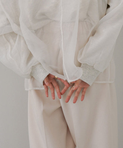 シアーレイヤードプリントスウェットトップス