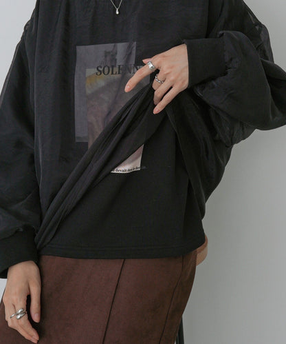 シアーレイヤードプリントスウェットトップス