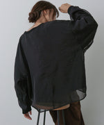 シアーレイヤードプリントスウェットトップス