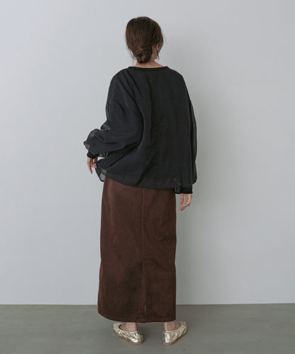 シアーレイヤードプリントスウェットトップス