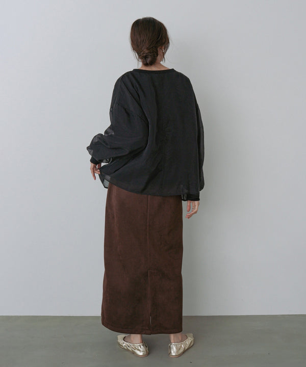 シアーレイヤードプリントスウェットトップス