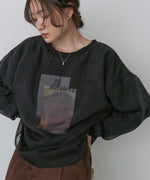 シアーレイヤードプリントスウェットトップス