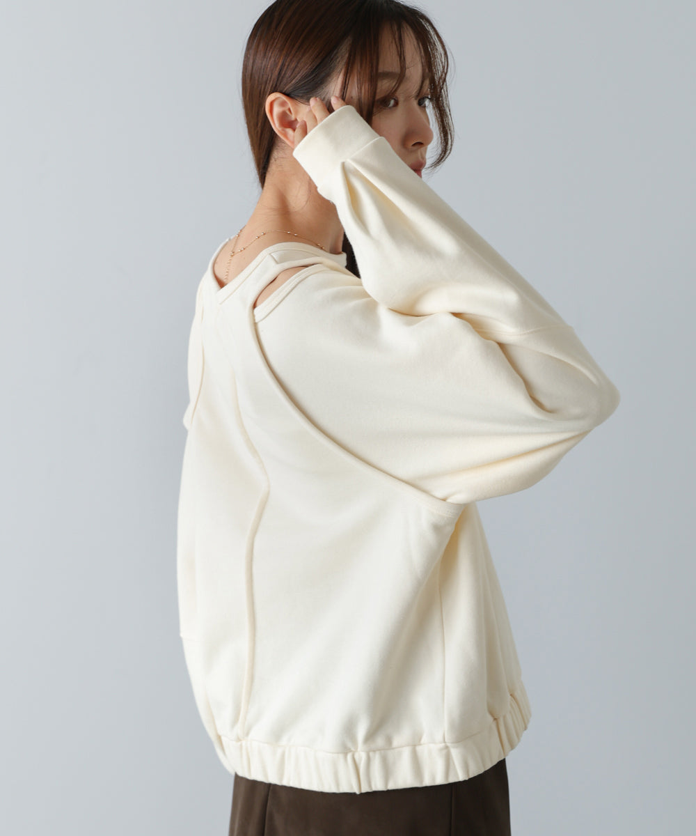 レイヤードライクパイピングスウェットトップス