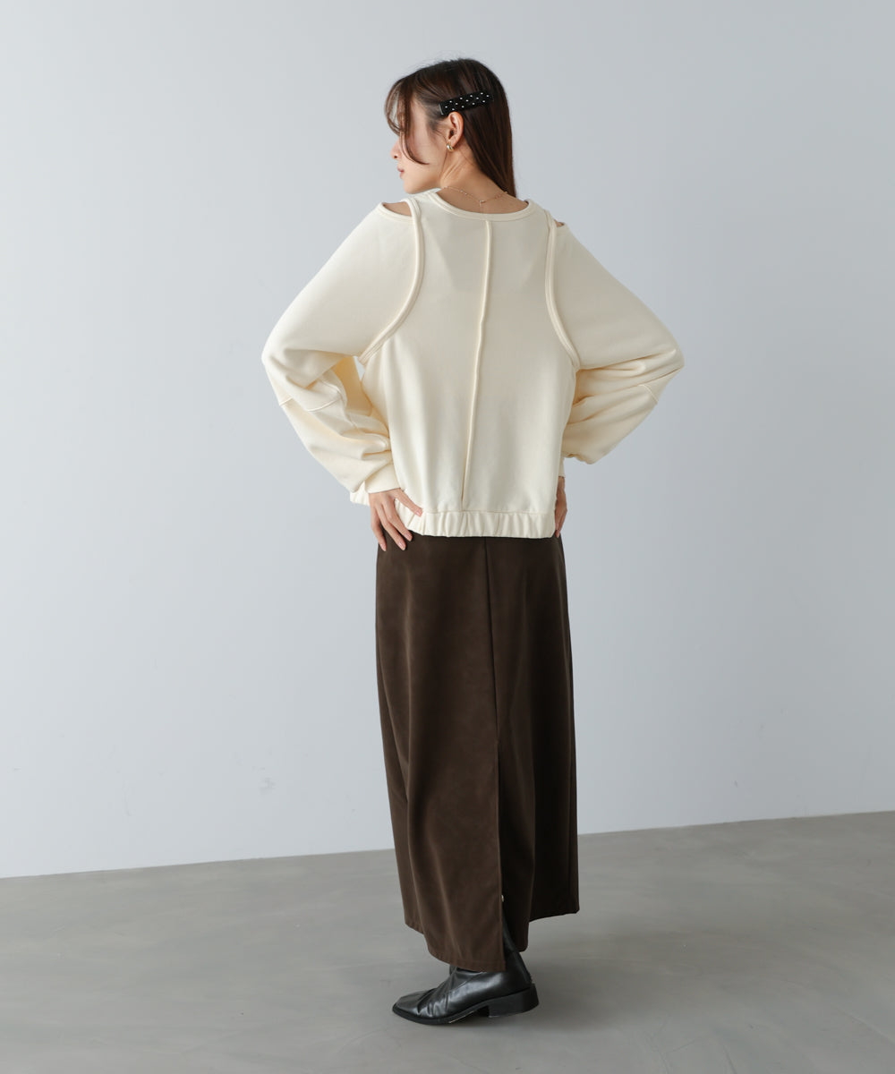 レイヤードライクパイピングスウェットトップス
