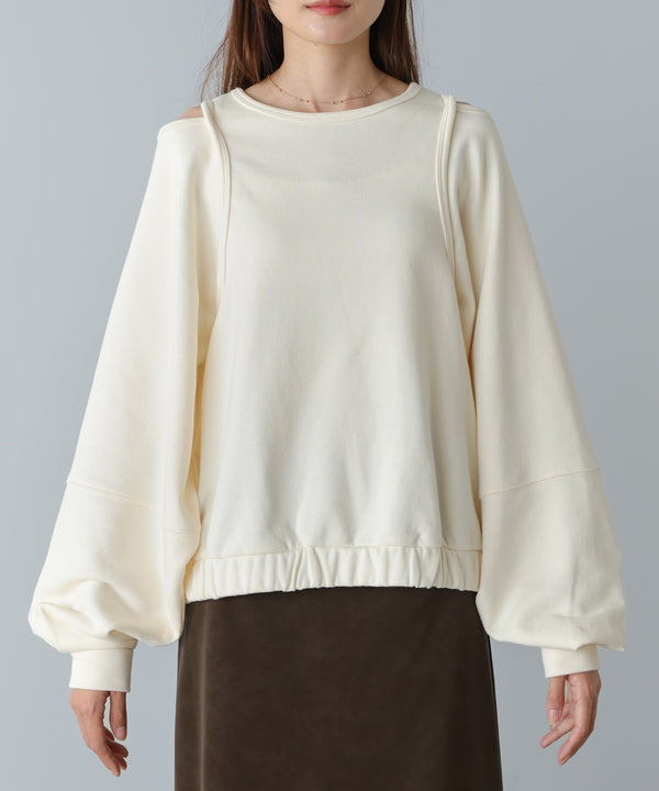 レイヤードライクパイピングスウェットトップス