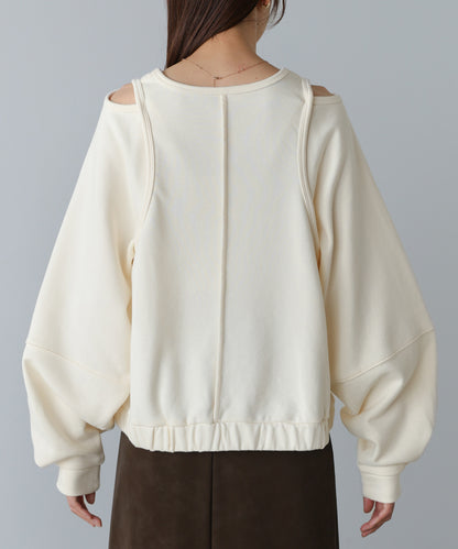レイヤードライクパイピングスウェットトップス