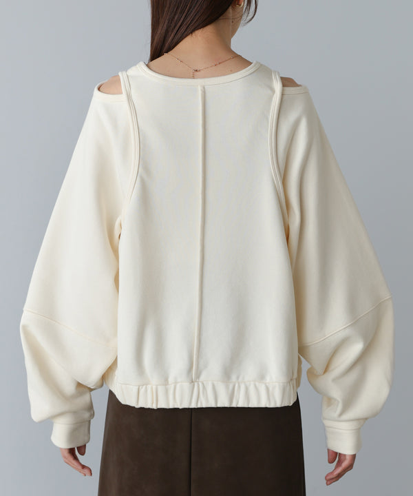 レイヤードライクパイピングスウェットトップス