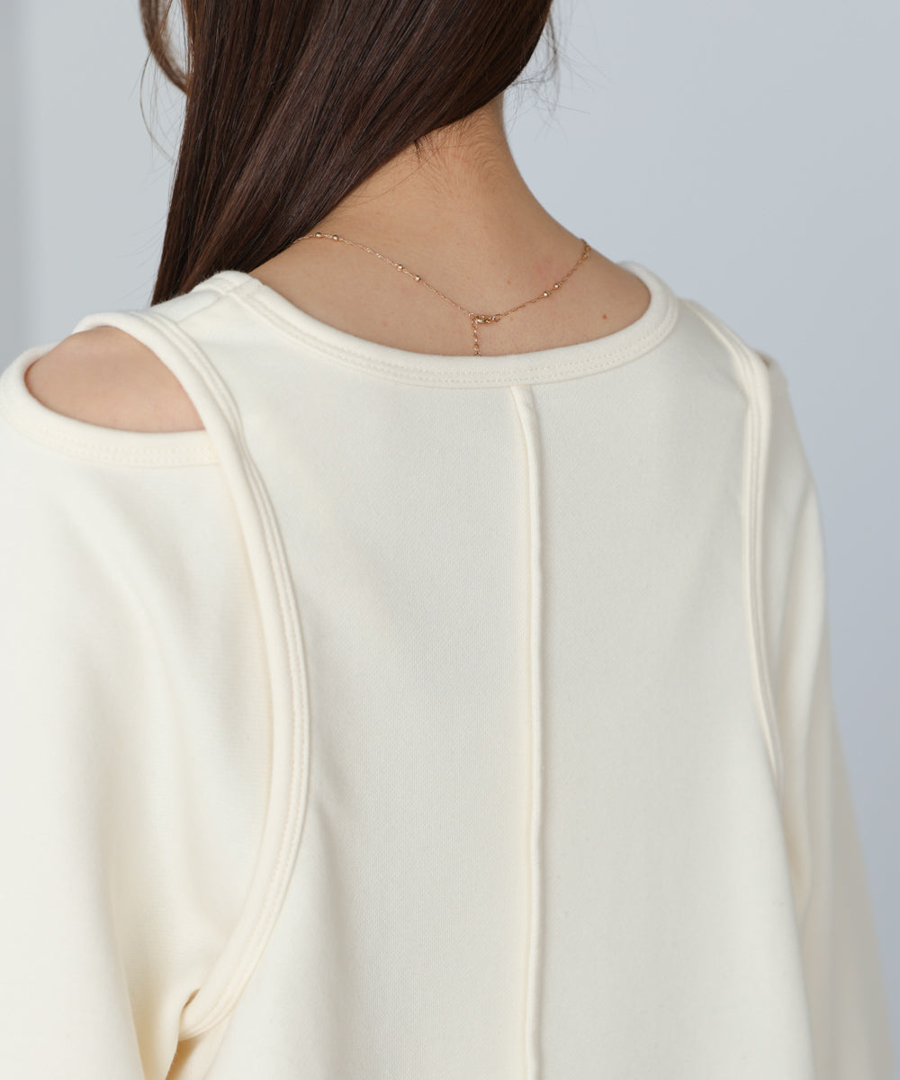 レイヤードライクパイピングスウェットトップス