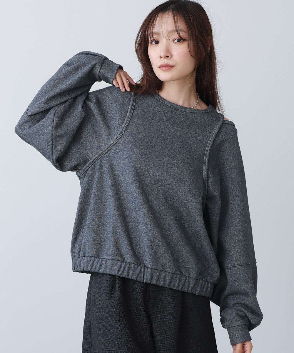 レイヤードライクパイピングスウェットトップス