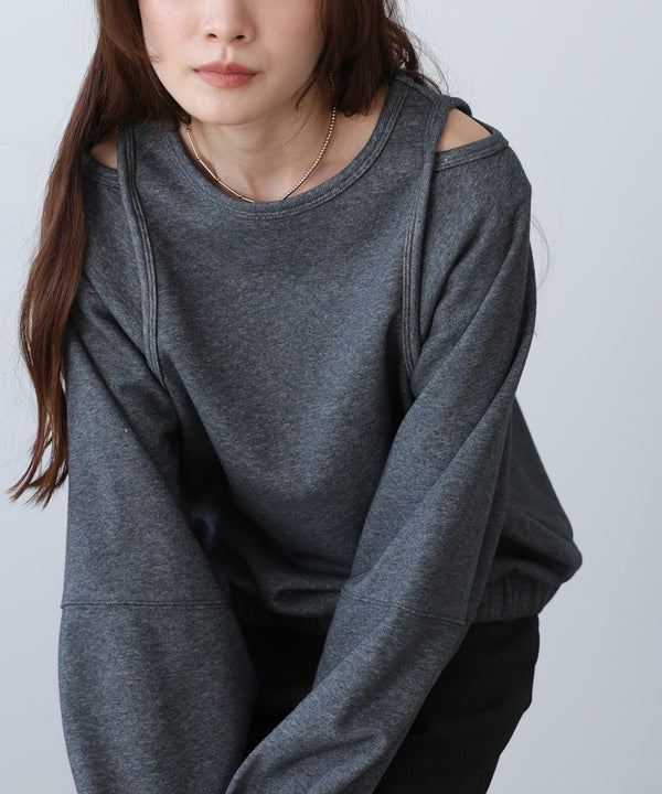 レイヤードライクパイピングスウェットトップス