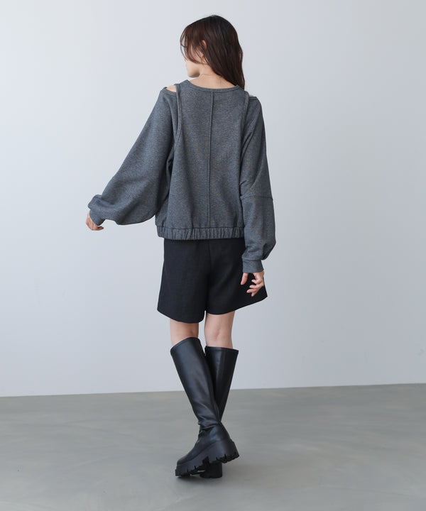 レイヤードライクパイピングスウェットトップス