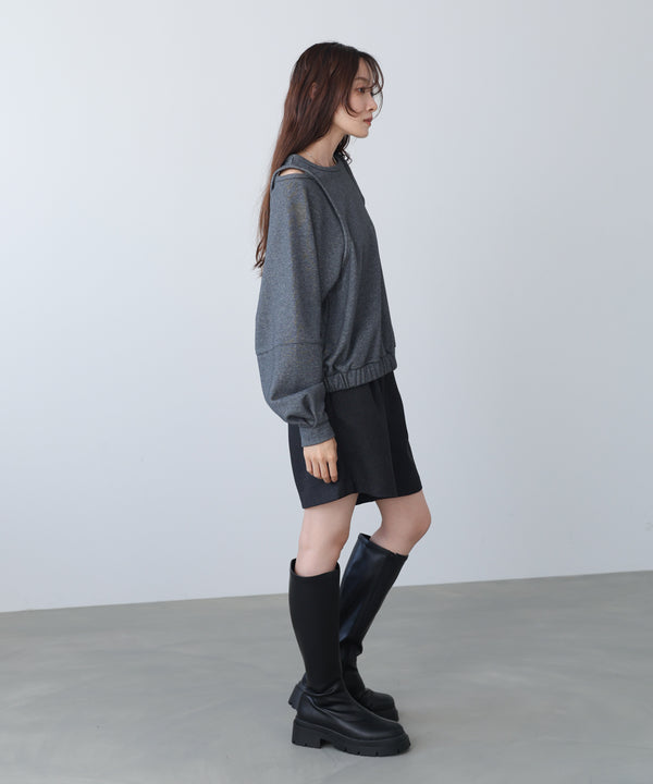 レイヤードライクパイピングスウェットトップス