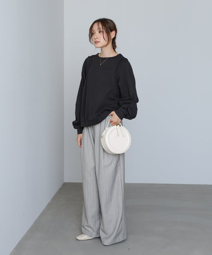 レイヤードライクパイピングスウェットトップス