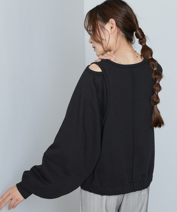 レイヤードライクパイピングスウェットトップス