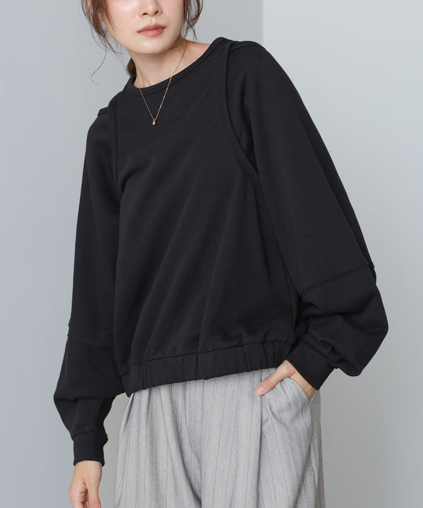 レイヤードライクパイピングスウェットトップス