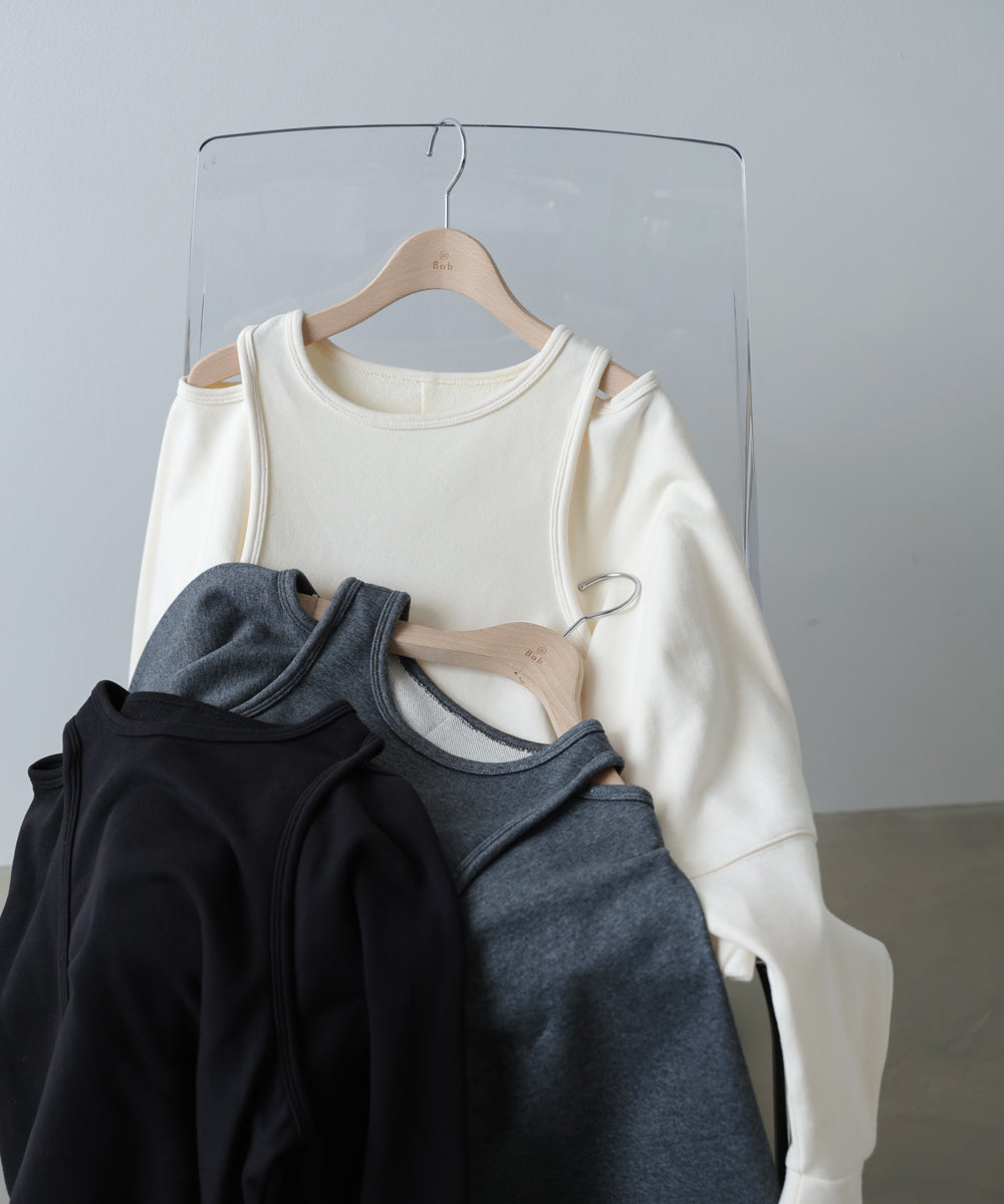 レイヤードライクパイピングスウェットトップス