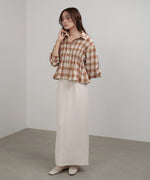 シャーリングビスチェ風デザインチェックシャツ