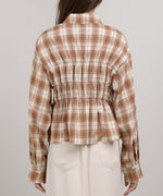 シャーリングビスチェ風デザインチェックシャツ