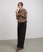 シャーリングビスチェ風デザインチェックシャツ