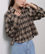 シャーリングビスチェ風デザインチェックシャツ