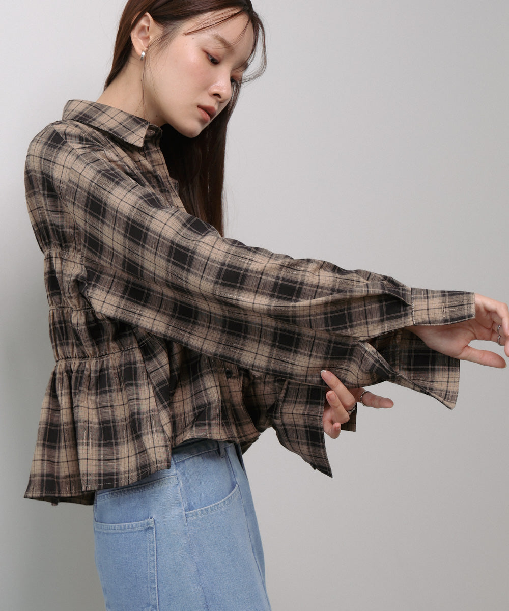 新品試着のみ　チェックトップス　Sサイズ　ジャザサイズ FREAK'S STORE/スプリング チェック ギャザービスチェ｜Daytona Park