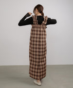 チェックギャザージャンパーワンピース