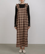 チェックギャザージャンパーワンピース