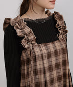 チェックギャザージャンパーワンピース