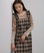 チェックギャザージャンパーワンピース