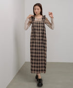 チェックギャザージャンパーワンピース
