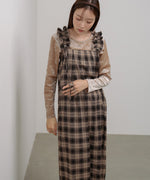 チェックギャザージャンパーワンピース
