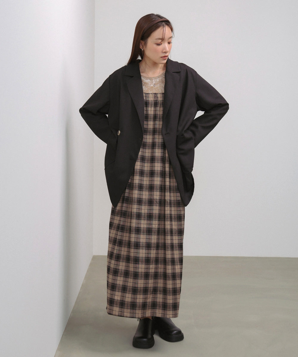 drawer チェックギャザーボリュームワンピース　ドゥロワー Drawer（ドゥロワー）の「Drawer チェックギャザーワンピース