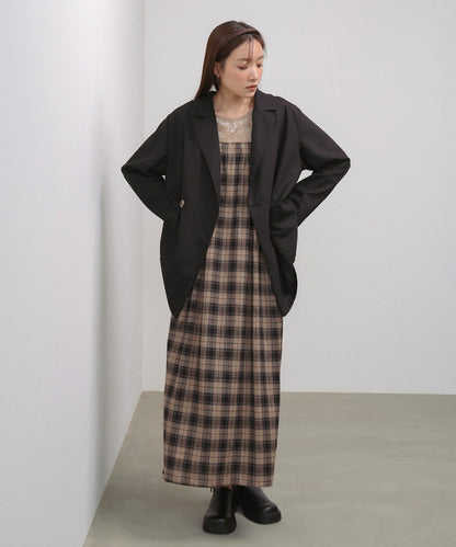 チェックギャザージャンパーワンピース