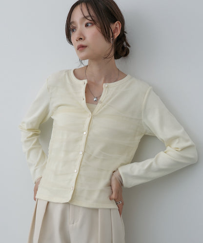 チュールギャザーカーディガン