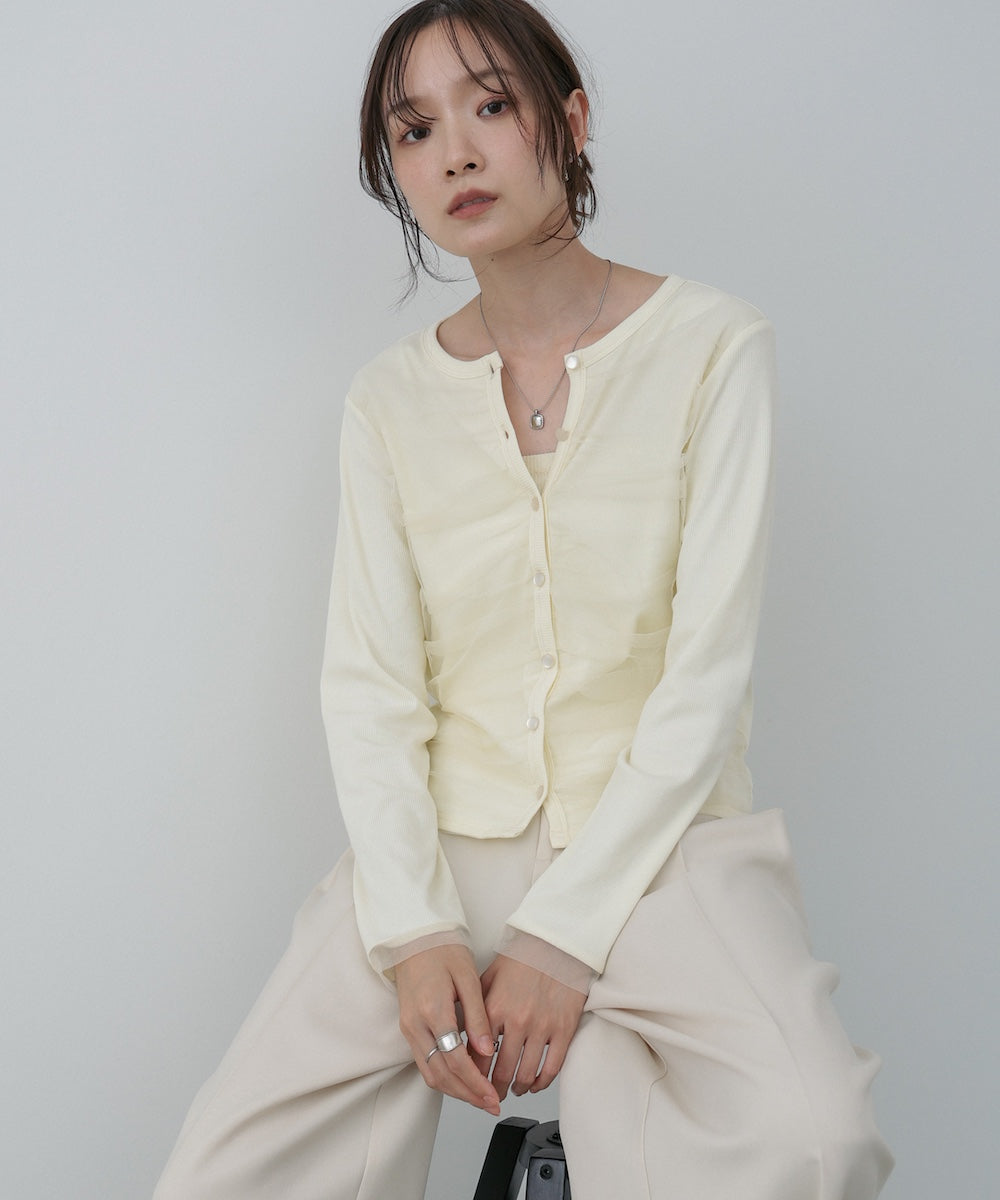 チュールギャザーカーディガン