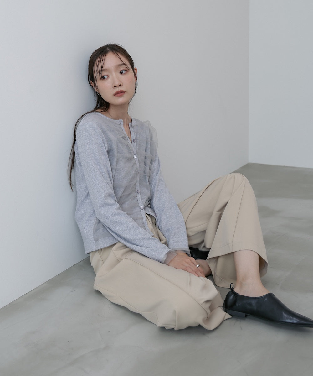 チュールギャザーカーディガン