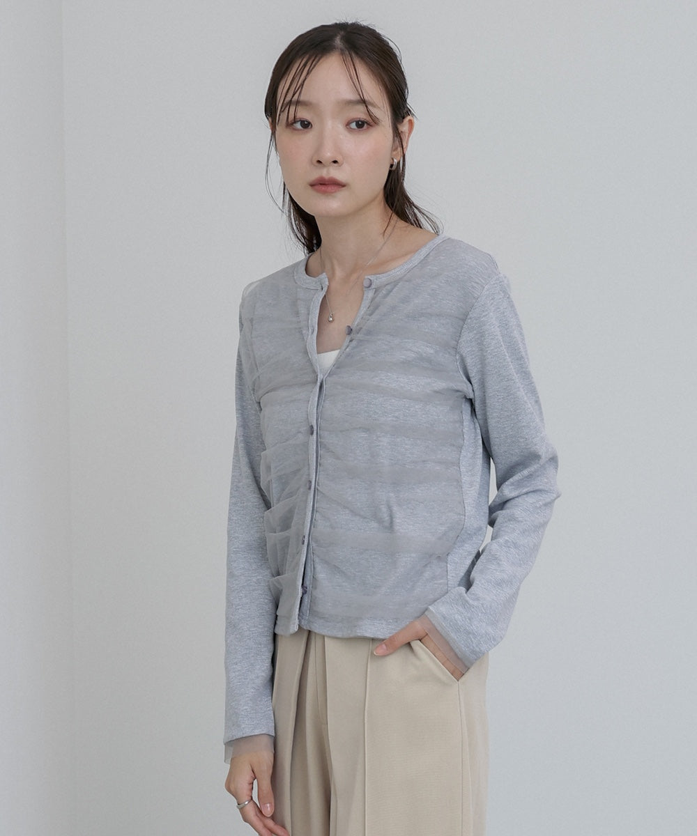 チュールギャザーカーディガン