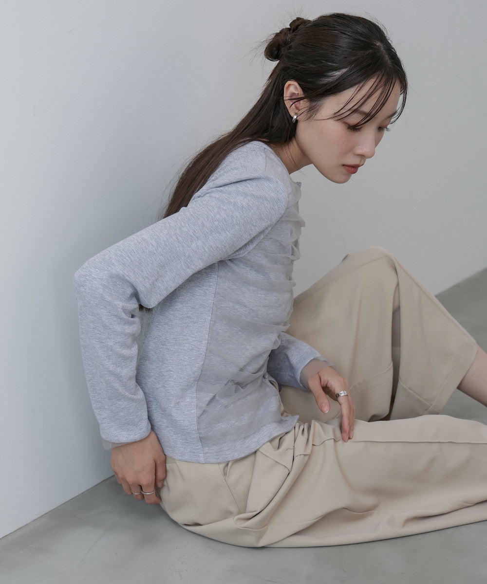 チュールギャザーカーディガン