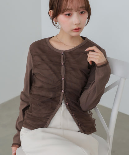 【2026SS】チュールギャザーカーディガン