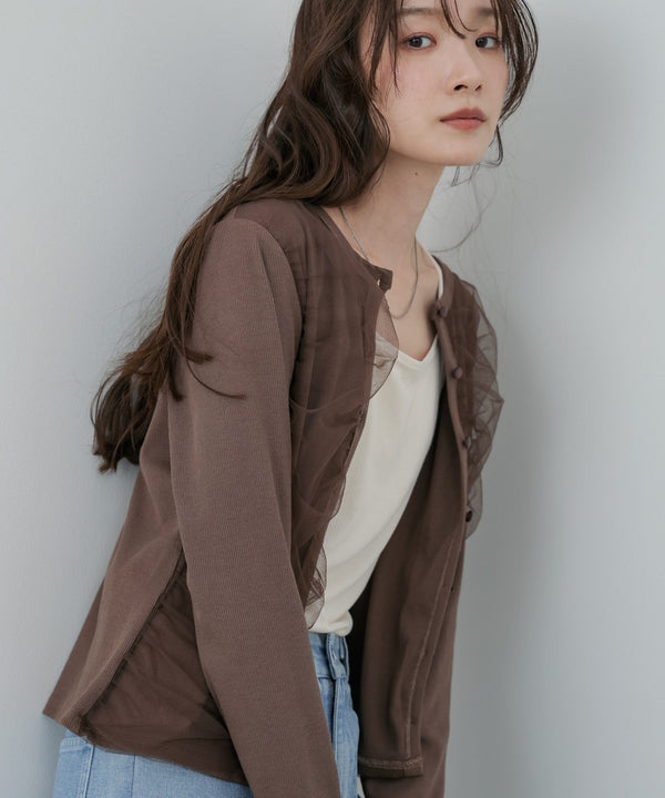 チュールギャザーカーディガン