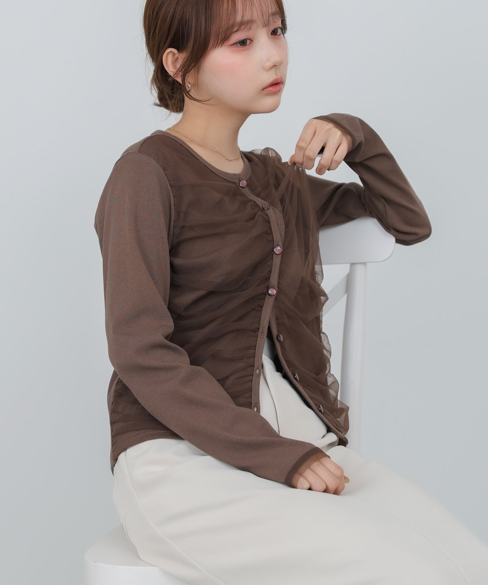 【2026SS】チュールギャザーカーディガン