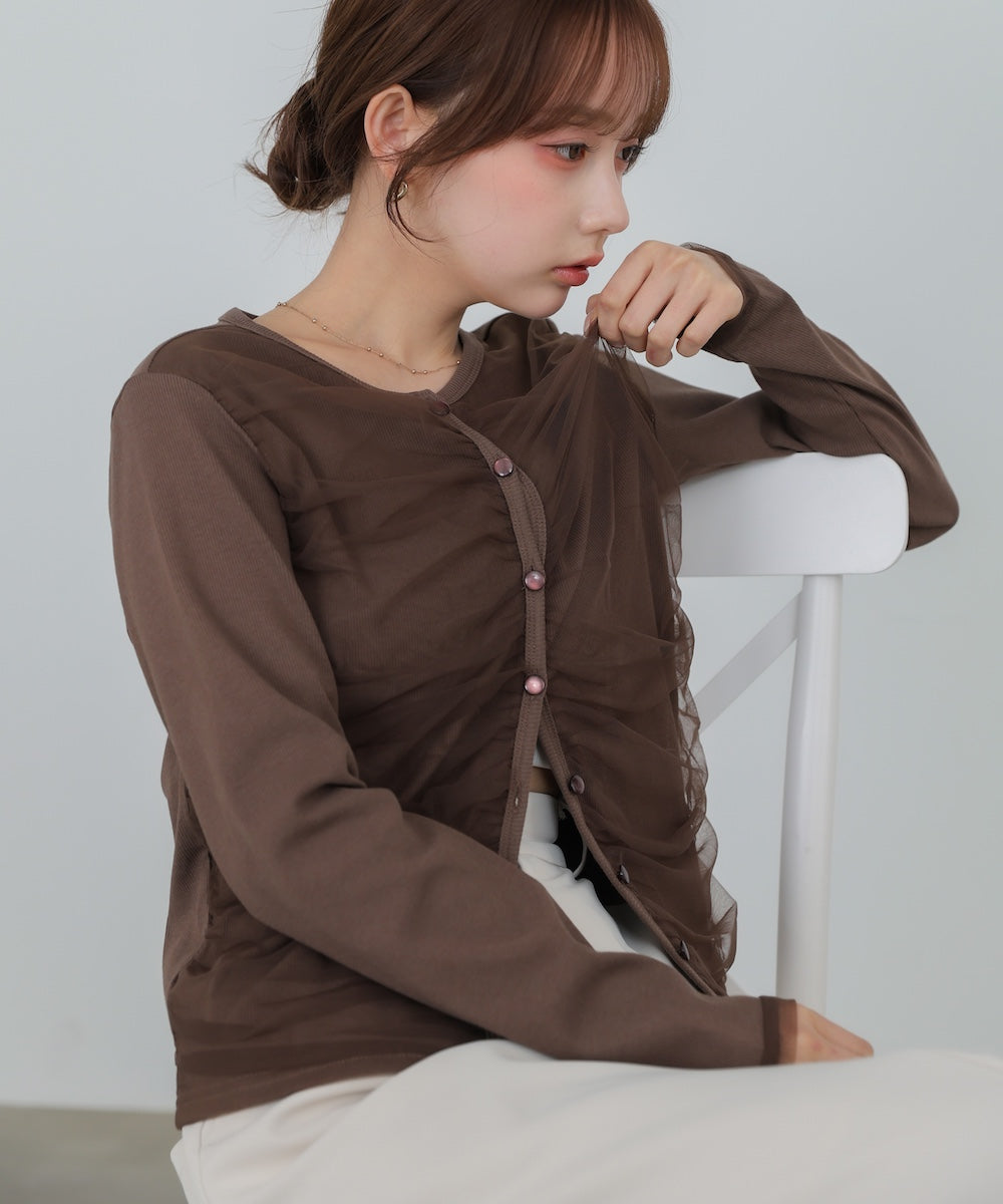 【2026SS】チュールギャザーカーディガン